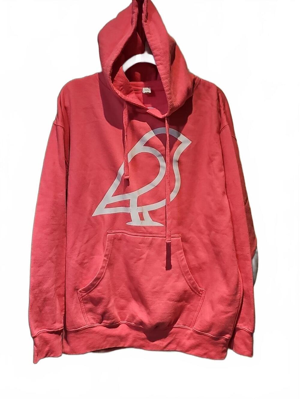 Size Large Midweight Hooded Sweatshirt Pink With Bird Logo